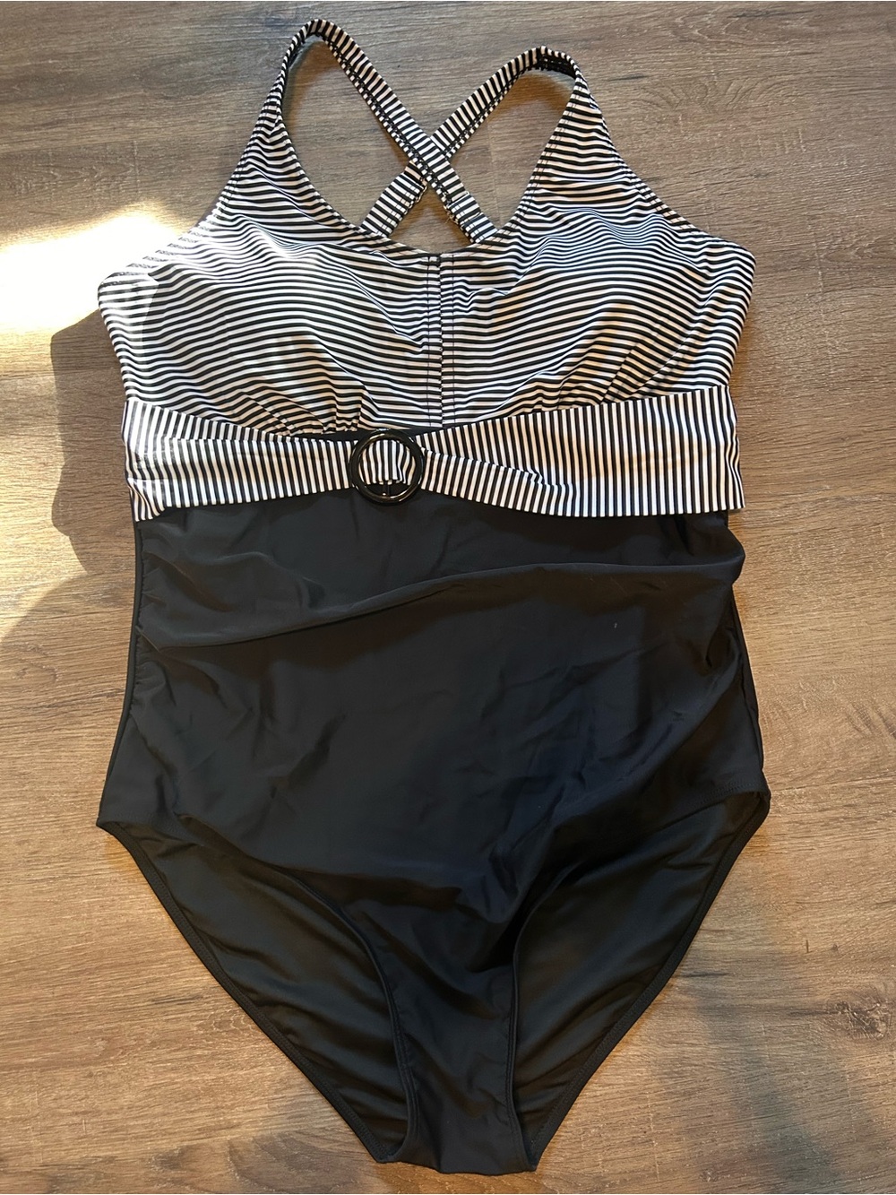 BloomChic One-Piece Swimsuit Womens Plus Size 20 Black White Striped